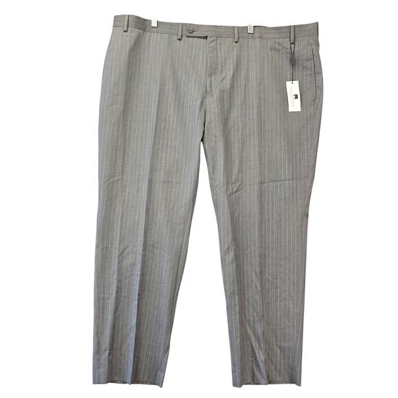 Collection Michael Strahan Gray Wool Pants NEW $135 Pinstripe Trousers Men's 48W - Picture 1 of 8